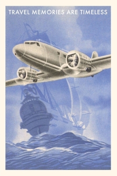Paperback Vintage Journal Airplane and Galleon Travel Poster Book