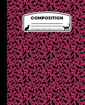 Paperback Composition: Cat Pattern Pink Marble Composition Notebook Wide Ruled 7.5 x 9.25 in, 100 pages (50 sheets) book for kids, school, st Book