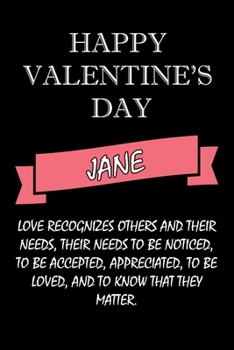 Paperback happy valentine's day Jane Quote: composition notebook: valentine's day gift for an happy valentine day gratitude your lover Book