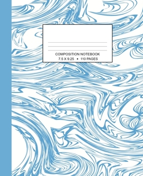 Paperback Composition Notebook: Marbled Wide Ruled One Subject Blue Book