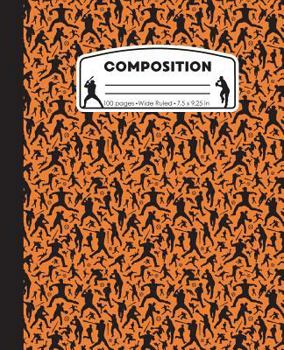 Paperback Composition: Baseball Orange Marble Composition Notebook. Ball Player Wide Ruled Book 7.5 x 9.25 in, 100 pages, journal for girls b Book