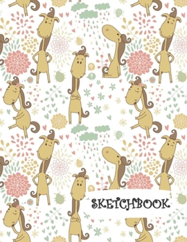 Sketchbook: Funny Cartoon Horse with Flowers Fun Framed Drawing Paper Notebook