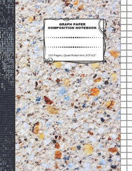 Graph Paper Composition Notebook: 110 Pages | Quad Ruled 4x4 | 8.5" x 11": Marble Large Notebook with Grid Paper | Math Notebook For Students