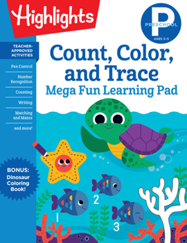 Paperback Preschool Count, Color, and Trace Mega Fun Learning Pad Book