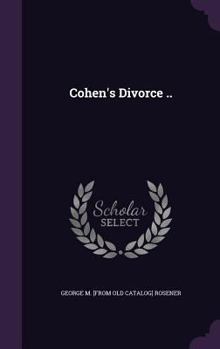 Hardcover Cohen's Divorce .. Book