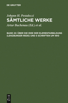 Hardcover Über Die Idee Der Elementarbildung (Lenzburger Rede) Und 5 Schriften Um 1810 [German] Book