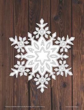 Paperback Christmas Snowflake Notebook with Floral Margins for Adult Coloring Book