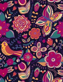 Paperback Graph Paper Notebook: Quad Ruled Graphing Paper, 200 Pages, Flowers Butterflies and Birds (8.5x11) Book