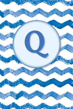 Q: Initial Monogram Blank Journal College Rule Lined | 6x9 | Blue Watercolor Stripes (Blue Watercolor Striped Journals)