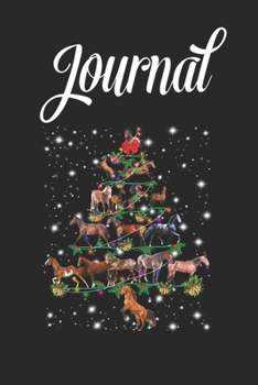 Journal: Cute Horse Christmas Tree Fairy Light Long Sleeve Blank Ruled Line College Journal Notebook Size for Diary Student Teacher Friend with 120 Pages of 6inx9in Blank Paper