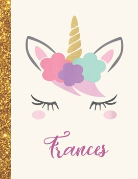 Frances: Frances Unicorn Personalized Black Paper SketchBook for Girls and Kids to Drawing and Sketching Doodle Taking Note Marble Size 8.5 x 11