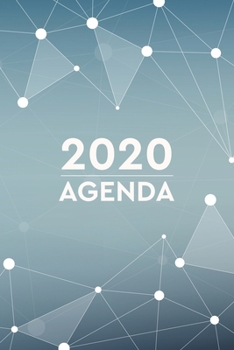 Agenda 2020: Agenda para todo el a�o 2020, sencilla, planificador mensual y semanal, tapa blanda, dise�o geom�trico azul y blanco