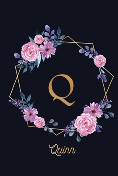 Quinn: Monogram Initial Personalized Notebook Journal Gift For Girls And Women - Pink Floral