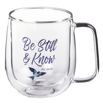 Misc. Supplies Glass Mug Double Wall Be Still Psalm 46:10 Book