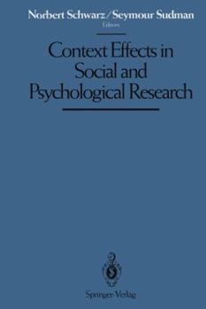 Paperback Context Effects in Social and Psychological Research Book