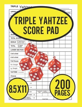 Paperback Triple Yahtzee Score Pad: Score Pads For Triple Yahtzee Game Book