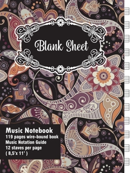 Paperback Music Notebook - Wide Staff: Music Manuscript Paper / Staff Paper / Musicians Notebook [ Book Bound (Perfect Binding) * 12 Stave * 120 pages * Larg Book