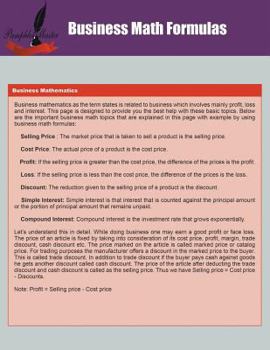 Paperback Business Math Formulas Book