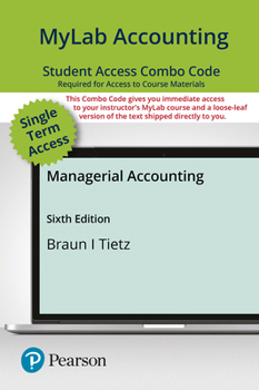 Printed Access Code Mylab Accounting with Pearson Etext -- Combo Access Card -- For Managerial Accounting Book