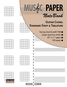 Paperback MUSIC PAPER NoteBook - Guitar Chord, Standard Staff & Tablature Book