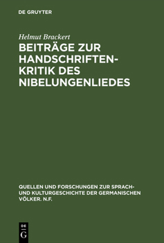 Beitr�ge Zur Handschriftenkritik Des Nibelungenliedes