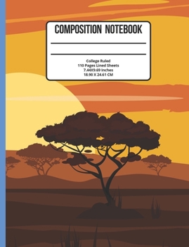 Paperback Composition Notebook College Ruled: Sunset 110 Pages Book