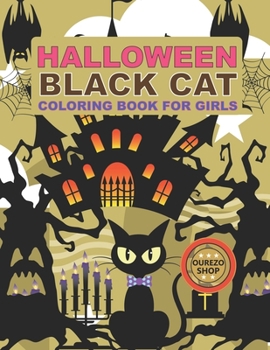 Paperback Halloween Black cat Coloring Book For Girls Book