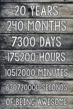 20 Years of Being Awesome: 6x9" Dot Bullet Notebook/Journal 20th Birthday Gift Idea. Funny Card Alternative