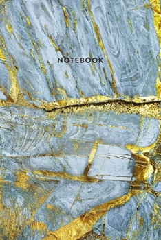 Paperback Notebook: Blue & Gold Marble - Notizbuch in moderner Marmor Optik - ca. DIN A5 (6x9''), kariert, 108 Seiten, Blauer Marmor mit G Book