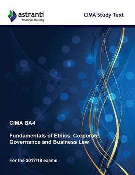 Paperback CIMA BA4 Fundamentals of Ethics, Corporate Governance and Business Law Study Text Book