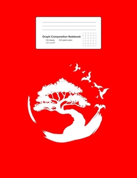 Graph Composition Notebook: Math, Physics, Science Exercise Book - Bonsai Tree With Birds Minimalist Retro Japanese Art Gift - Red 5x5 Graph Paper - ... Teens, Boys, Girls - 7.5"x9.75" 100 pages
