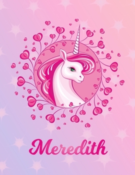 Meredith: Meredith Magical Unicorn Horse Large Blank Pre-K Primary Draw & Write Storybook Paper | Personalized Letter M Initial Custom First Name ... | Use imagination, create tales, be creative