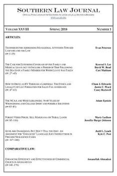 Paperback Southern Law Journal, Vol. XXVIII, No. 1, Spring 2018 Book