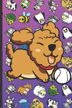 Home Improvement Maintenance and Repair Journal: Doggy Cartoon on Cover with Zebras Whales Dogs Frogs Cows Sloths Penguins Raccoons Sheep Goats and Turtles on Purple Blue Background.