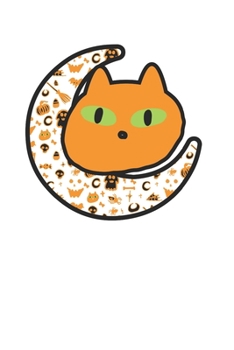 Paperback Orange Cat White Moon Halloween Doodle 120 Page Notebook Lined Journal Book