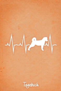 Tagebuch: Oranges liniertes American Akita Hunde Journal Herzschlag ca DIN A5 weiß liniert 110 Seiten (German Edition)