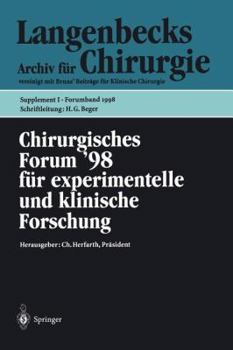 Paperback Chirurgisches Forum '98: Für Experimentelle Und Klinische Forschung 115. Kongreß Der Deutschen Gesellschaft Für Chirurgie, Berlin, 28.04.-02.05 [German] Book