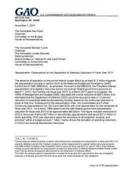Sequestration: Observations on the Department of Defenses Approach in Fiscal Year 2013