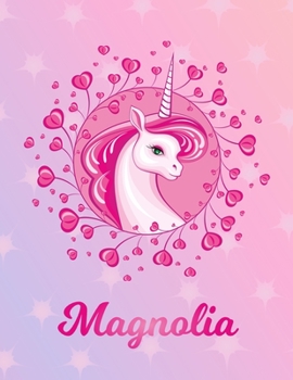 Magnolia: Unicorn Sheet Music Note Manuscript Notebook Paper Magical Horse Personalized Letter M Initial Custom First Name Cover Musician Composer Instrument Composition Book 12 Staves a Page Staff Li