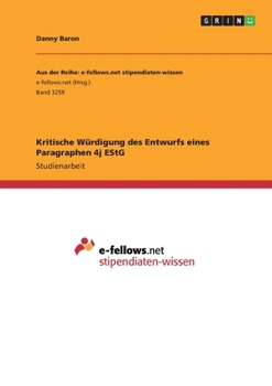 Paperback Kritische Würdigung des Entwurfs eines Paragraphen 4j EStG [German] Book