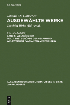 Hardcover Erste Gründe Der Gesammten Weltweisheit (Variantenverzeichnis) [German] Book