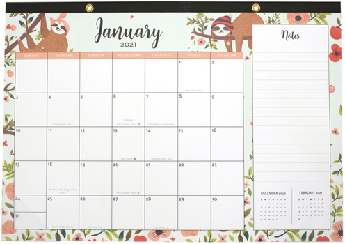 Hardcover 2021 Sloths Desk Calendar Pad (with Stickers) Book