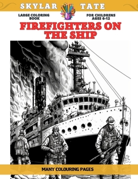 Paperback Large Coloring Book for childrens Ages 6-12 - Firefighters on the Ship - Many colouring pages Book