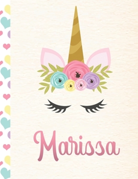 Paperback Marissa: Personalized Unicorn Journal For Girls - 8.5x11 110 Pages Notebook/Diary With Pink Name Book