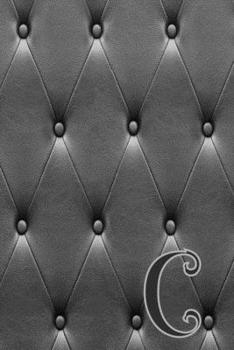 C: Writing Journal Notebook Personalized with Black Monogram Initial Letter on a Dramatic Charcoal Gray Diamond Shape Tufted background. (6"x9" 110 Blank Lined Pages with Space for Date)