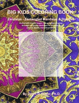 Paperback Big Kids Coloring Book: Zendalas - Zentangled Mandalas: 50 Images on Double-sided Pages for Dry Media - Crayons, Pastels, and Colored Pencils Book