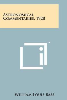 Paperback Astronomical Commentaries, 1928 Book