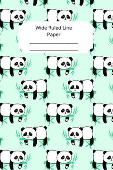 Cute Baby Panda Theme Wide Ruled Line Paper
