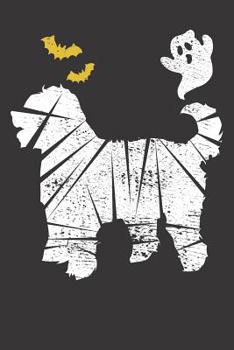 Paperback Notebook: Golden Doodle Dog Halloween Mumie Bat Ghost Vintage Dot Grid Dotted 6x9 120 Pages Book