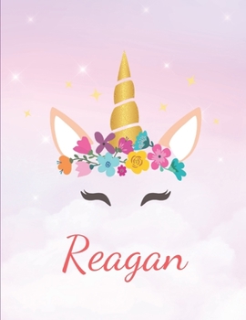 Paperback Reagan: Personalized Unicorn Sketchbook For Girls With Pink Name - Girls Customized Personal journal/ blank book - 8.5x11 110 Book